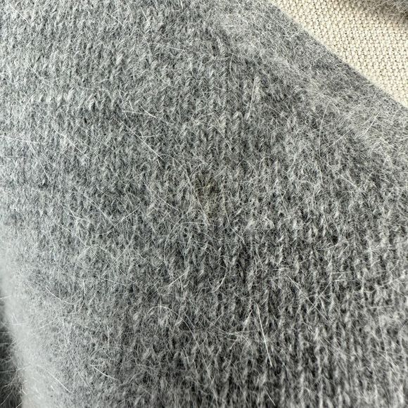 Vtg Gray Angora Lambswool Knit Sweater Size Medium Fitted Rhinestone Vintage 90s - Picture 5 of 10